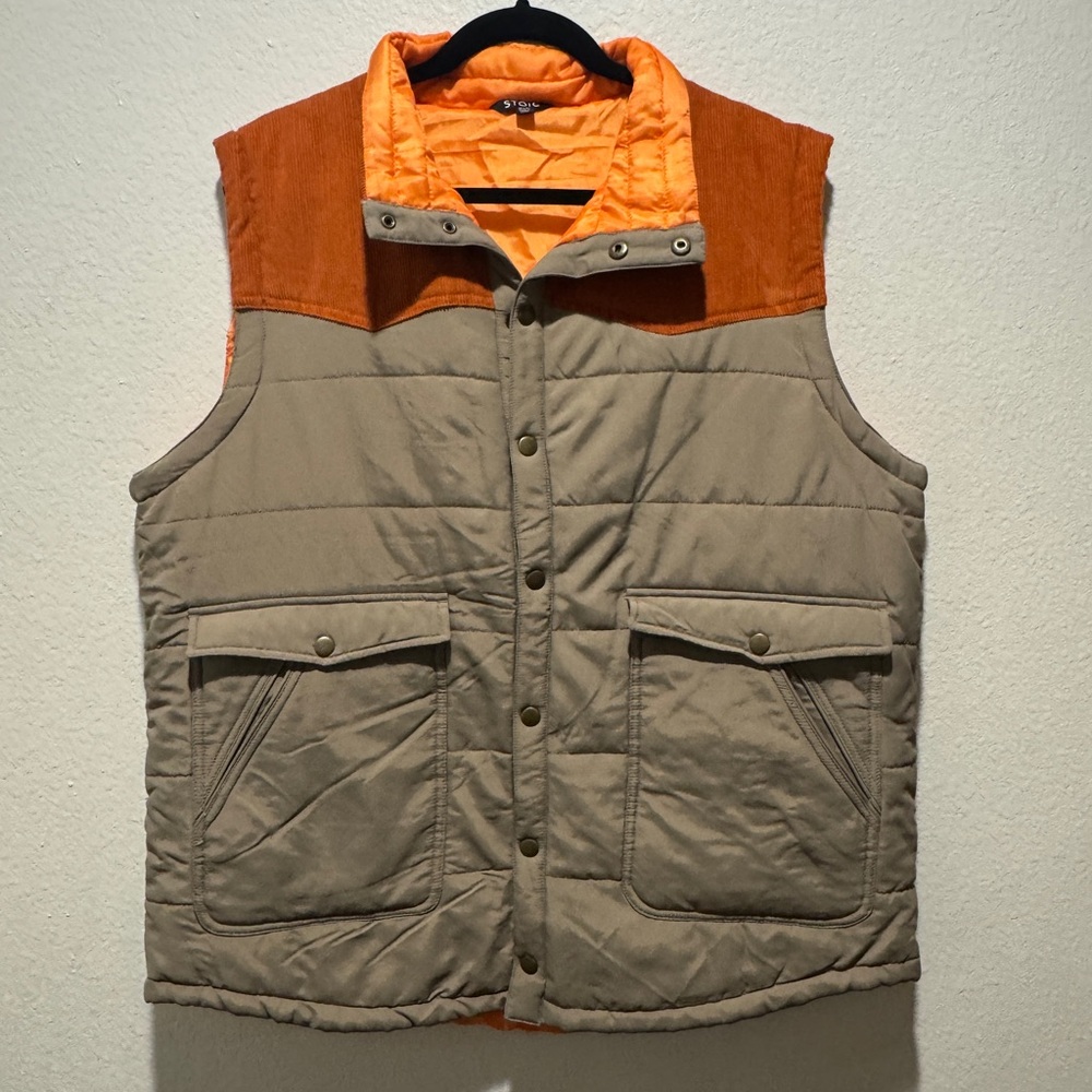 Men's Quilted Vest in Tan and Orange